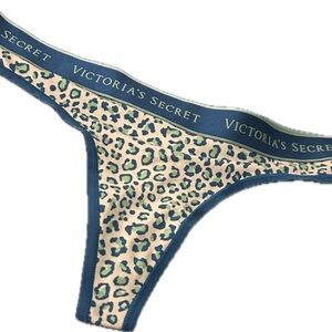Victoria's Secret Blue and Green Leopard thong. Size L